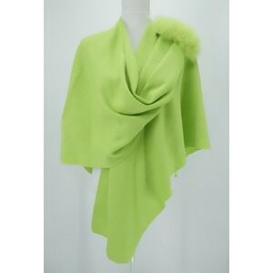 Mitchies Matchings Wrap Womens Medium Brat Green Fox Fur Maximalist Statement